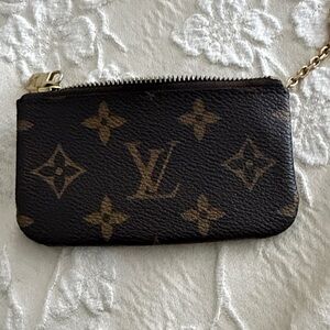 Louis Vuitton Monogram Canvas Zip Key Pouch - Brown & Gold Hardware